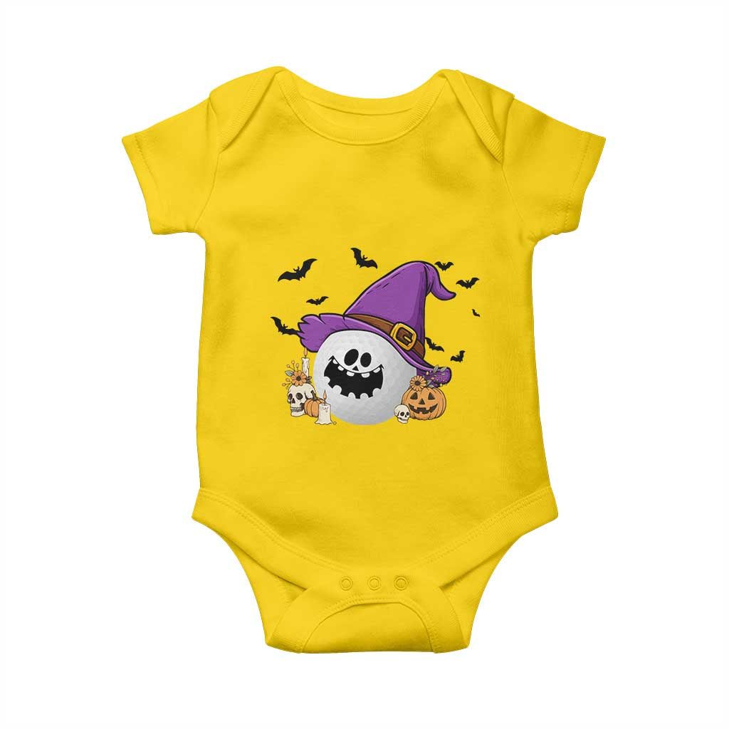 Halloween Golfer Gift Baby Onesie Creepy Golf Ball With Witch Hat - Wonder Print Shop