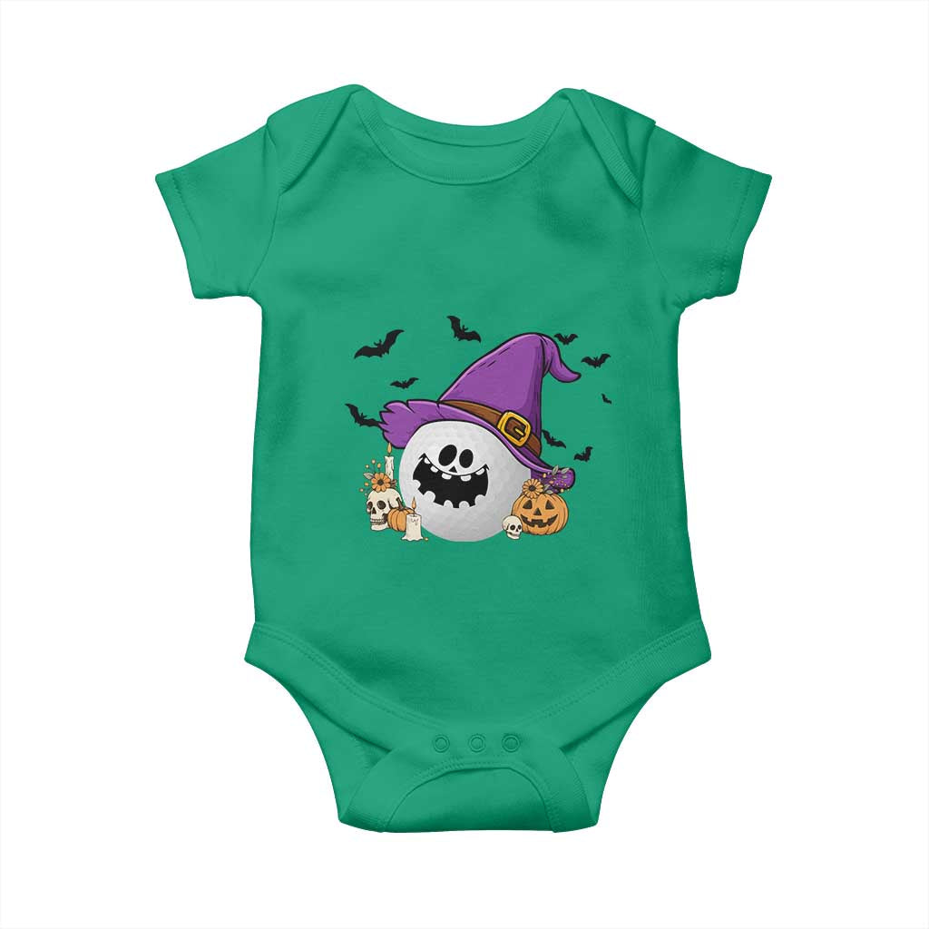 Halloween Golfer Gift Baby Onesie Creepy Golf Ball With Witch Hat - Wonder Print Shop
