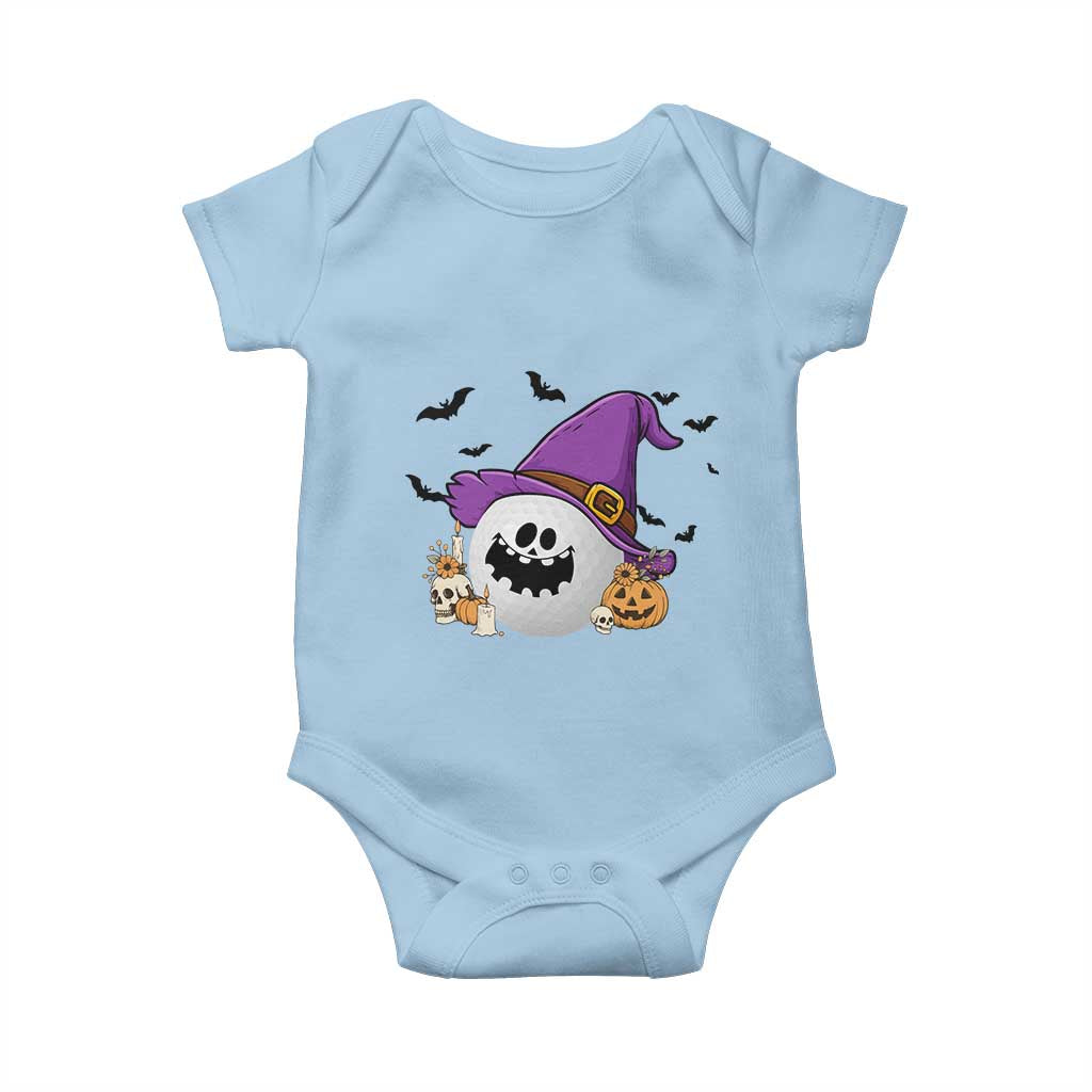 Halloween Golfer Gift Baby Onesie Creepy Golf Ball With Witch Hat - Wonder Print Shop