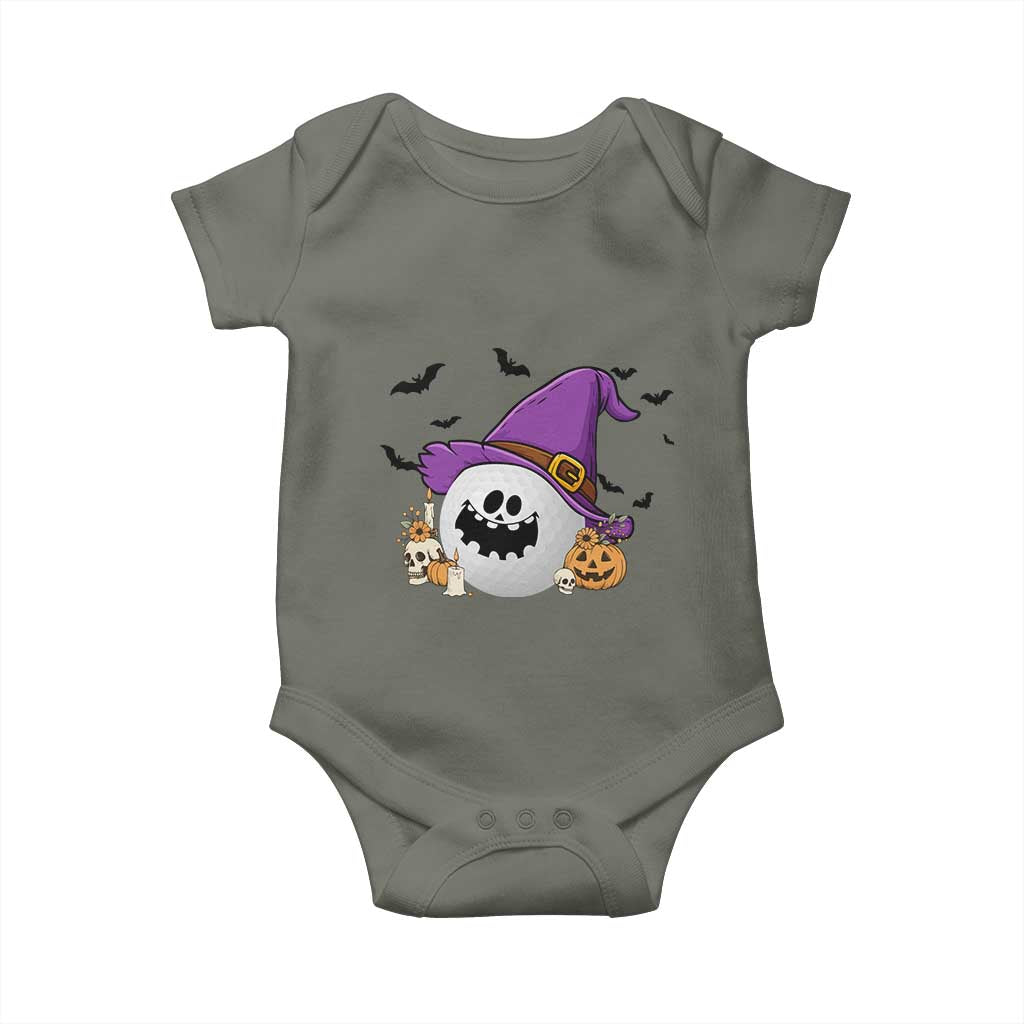 Halloween Golfer Gift Baby Onesie Creepy Golf Ball With Witch Hat - Wonder Print Shop