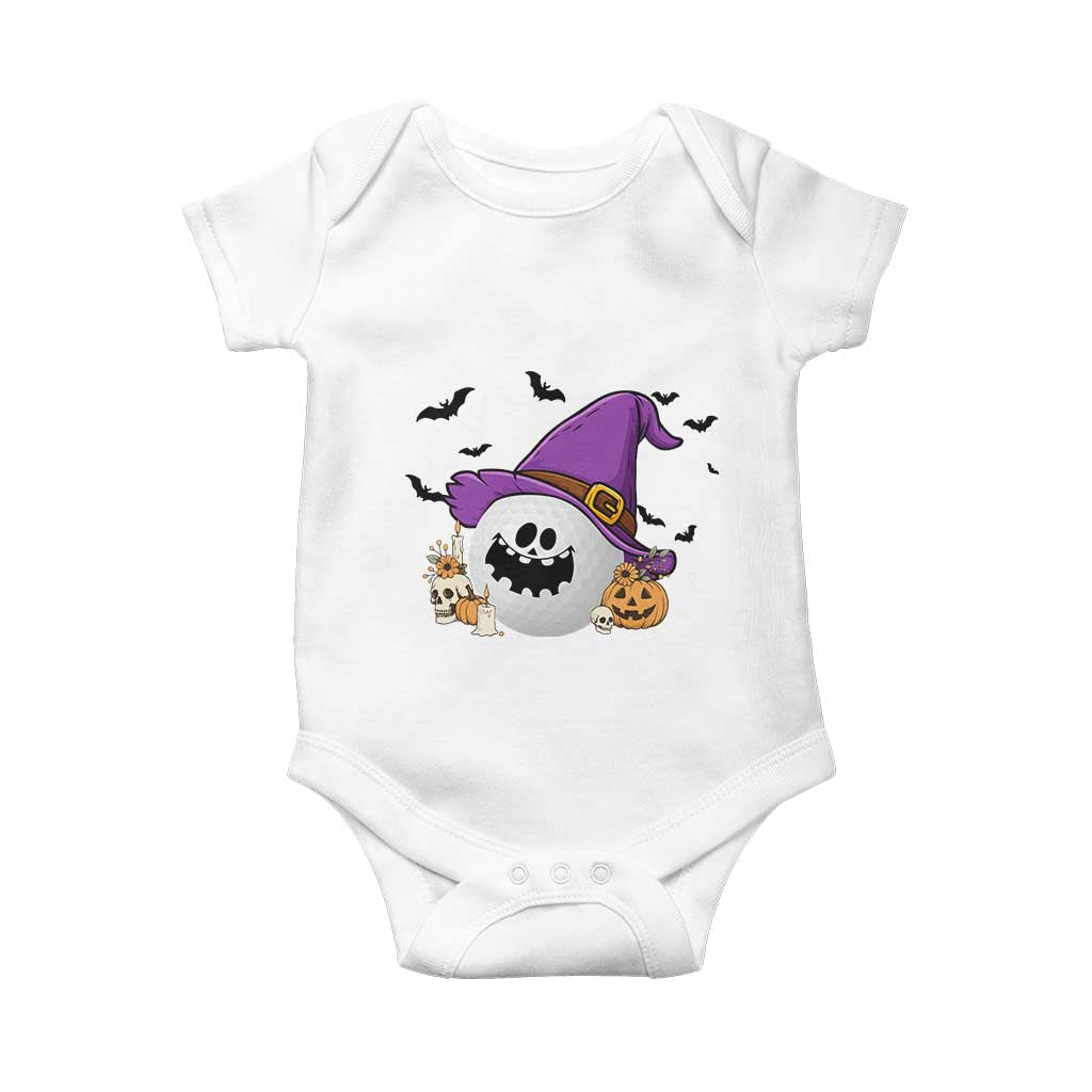 Halloween Golfer Gift Baby Onesie Creepy Golf Ball With Witch Hat - Wonder Print Shop