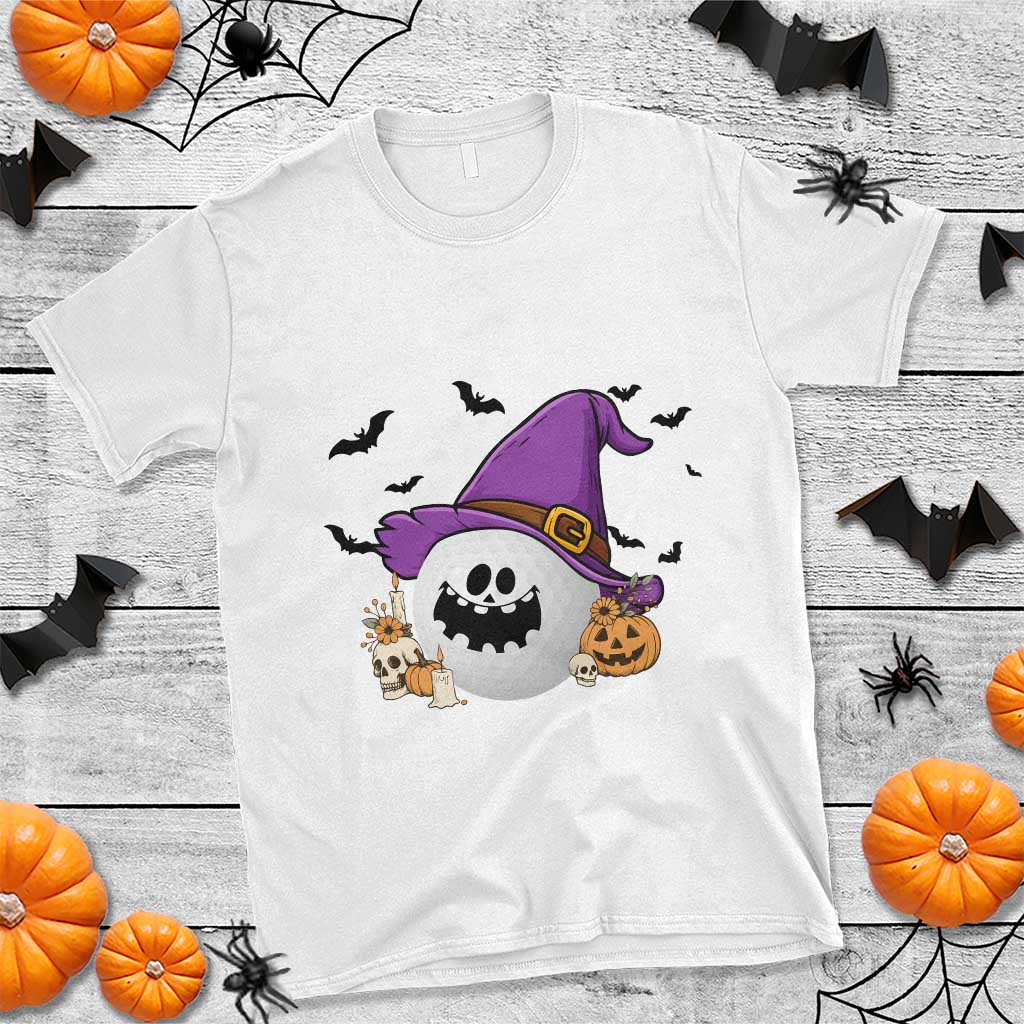 Halloween Golfer Gift T Shirt Creepy Golf Ball With Witch Hat - Wonder Print Shop