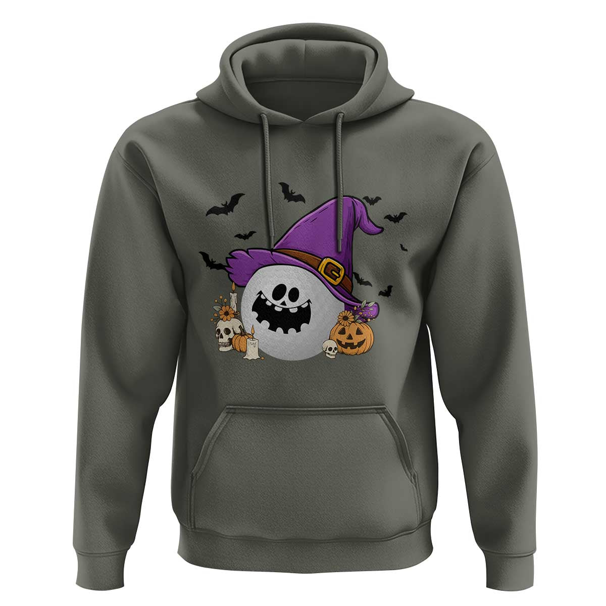 Halloween Golfer Gift Hoodie Creepy Golf Ball With Witch Hat - Wonder Print Shop