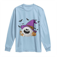 Halloween Golfer Gift Long Sleeve Shirt Creepy Golf Ball With Witch Hat - Wonder Print Shop