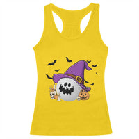 Halloween Golfer Gift Racerback Tank Top Creepy Golf Ball With Witch Hat - Wonder Print Shop