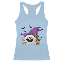 Halloween Golfer Gift Racerback Tank Top Creepy Golf Ball With Witch Hat - Wonder Print Shop