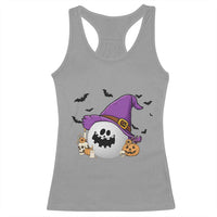 Halloween Golfer Gift Racerback Tank Top Creepy Golf Ball With Witch Hat - Wonder Print Shop