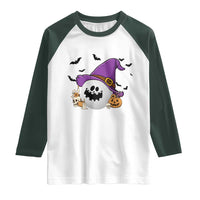 Halloween Golfer Gift Raglan Shirt Creepy Golf Ball With Witch Hat - Wonder Print Shop