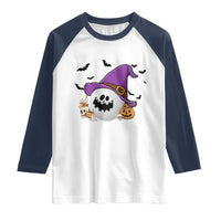 Halloween Golfer Gift Raglan Shirt Creepy Golf Ball With Witch Hat - Wonder Print Shop