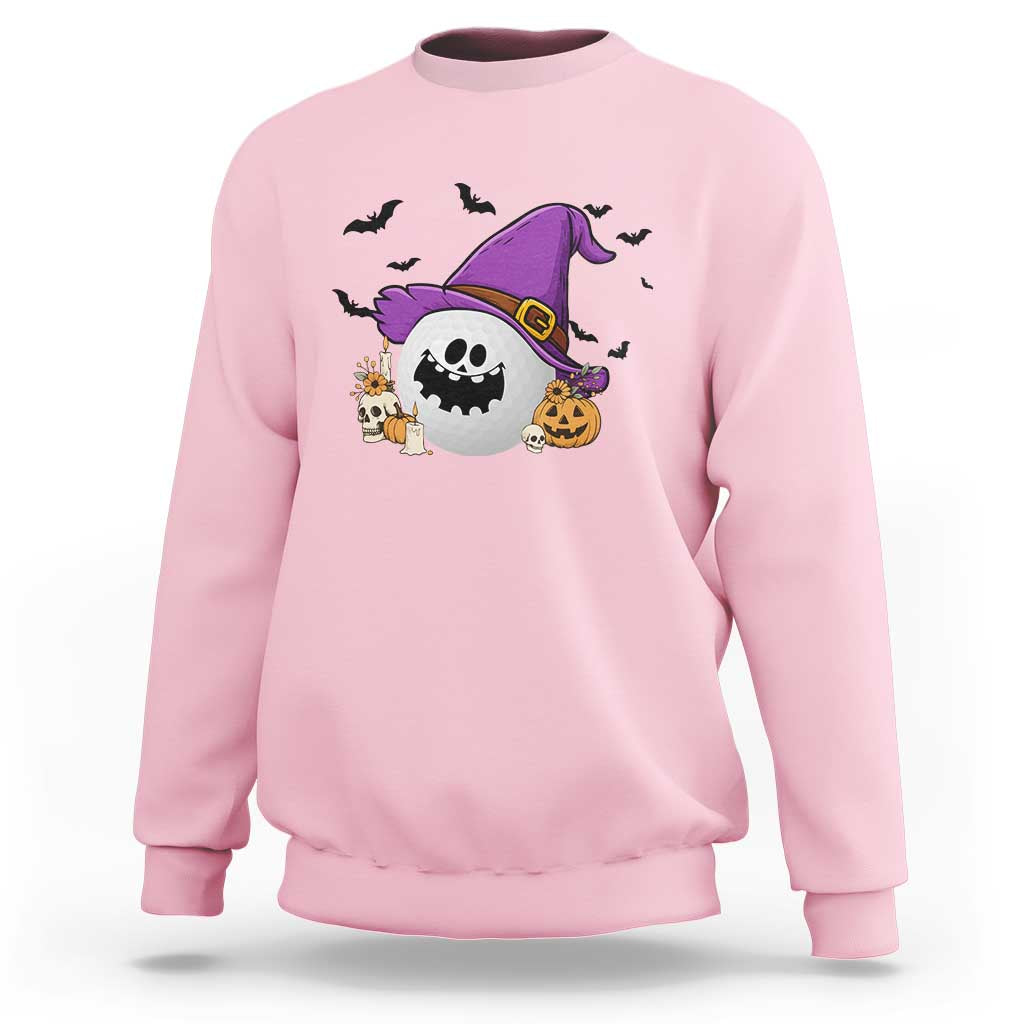 Halloween Golfer Gift Sweatshirt Creepy Golf Ball With Witch Hat - Wonder Print Shop