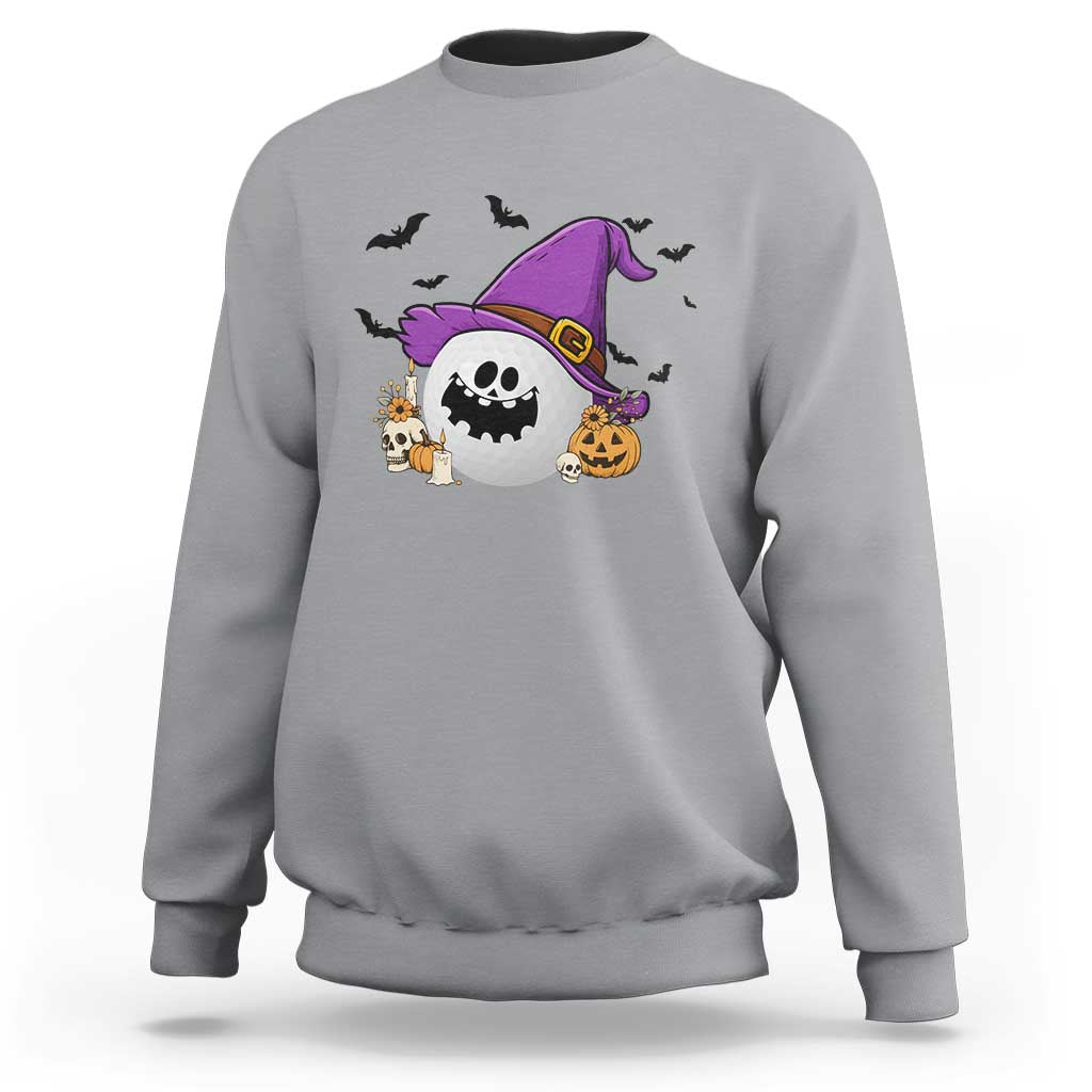Halloween Golfer Gift Sweatshirt Creepy Golf Ball With Witch Hat - Wonder Print Shop