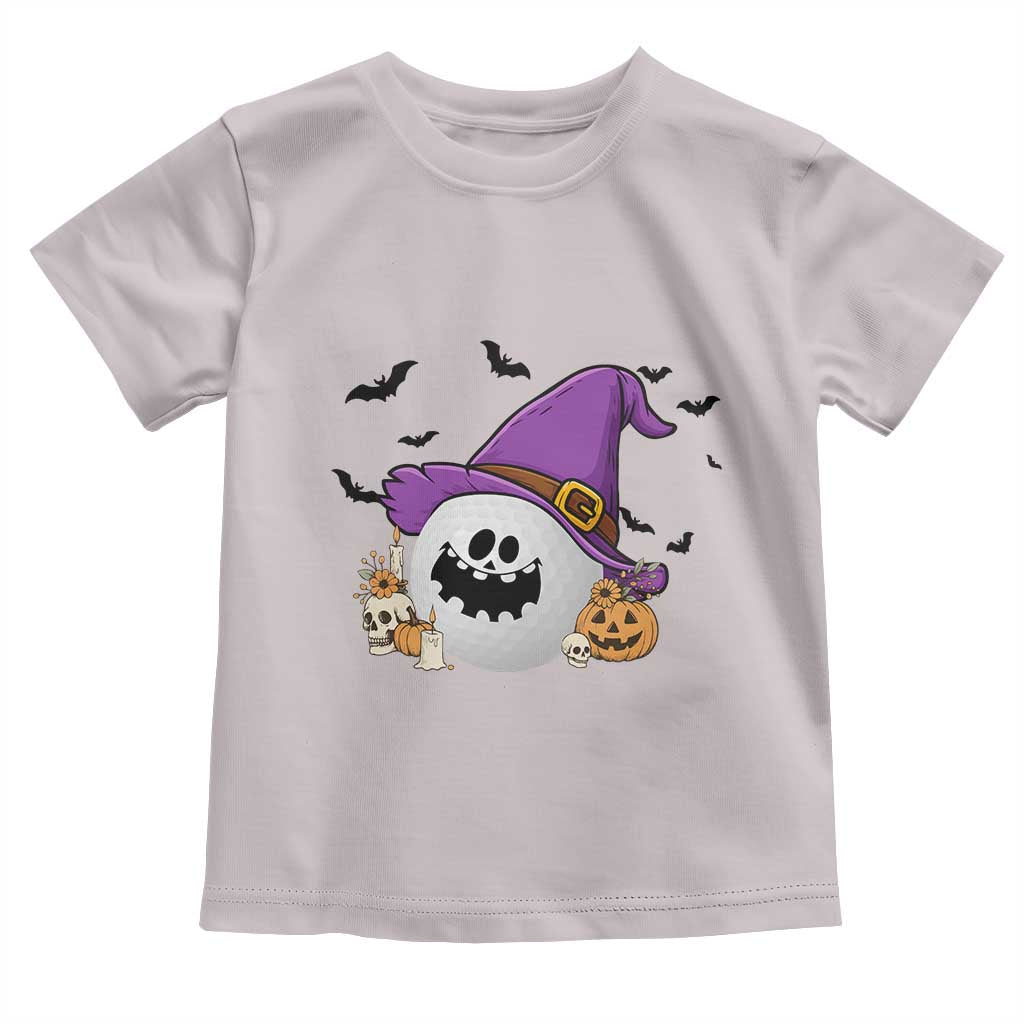 Halloween Golfer Gift Toddler T Shirt Creepy Golf Ball With Witch Hat - Wonder Print Shop