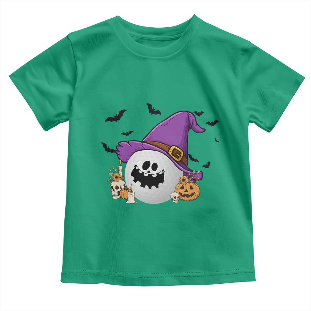 Halloween Golfer Gift Toddler T Shirt Creepy Golf Ball With Witch Hat - Wonder Print Shop