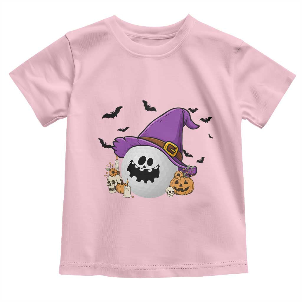 Halloween Golfer Gift Toddler T Shirt Creepy Golf Ball With Witch Hat - Wonder Print Shop