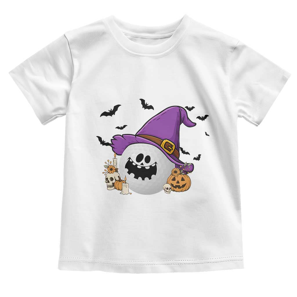 Halloween Golfer Gift Toddler T Shirt Creepy Golf Ball With Witch Hat - Wonder Print Shop