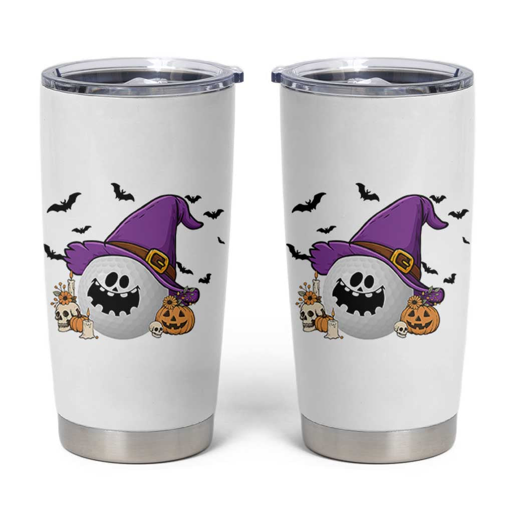Halloween Golfer Gift Tumbler Cup Creepy Golf Ball With Witch Hat