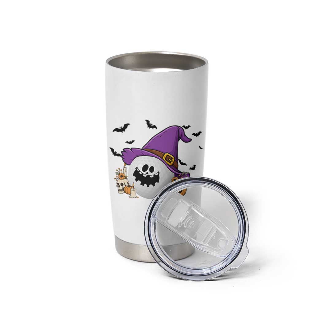 Halloween Golfer Gift Tumbler Cup Creepy Golf Ball With Witch Hat