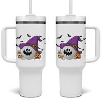 Halloween Golfer Gift Tumbler With Handle Creepy Golf Ball With Witch Hat