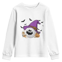 Halloween Golfer Gift Youth Sweatshirt Creepy Golf Ball With Witch Hat - Wonder Print Shop