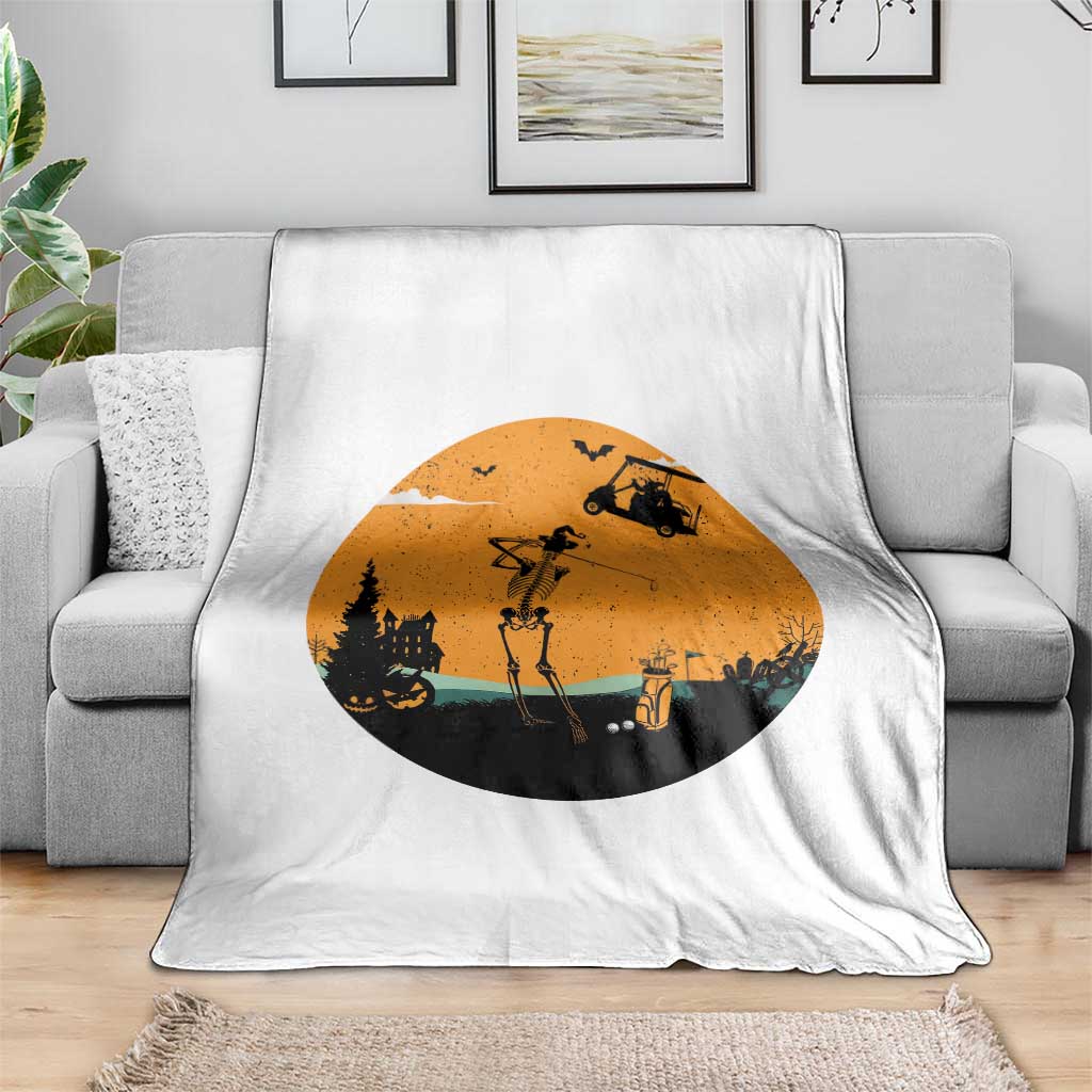 Funny Skeleton Golf Player Throw Blanket Halloween Gift - Wonder Print Shop