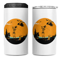 Funny Skeleton Golf Player 4 in 1 Can Cooler Tumbler Halloween Gift
