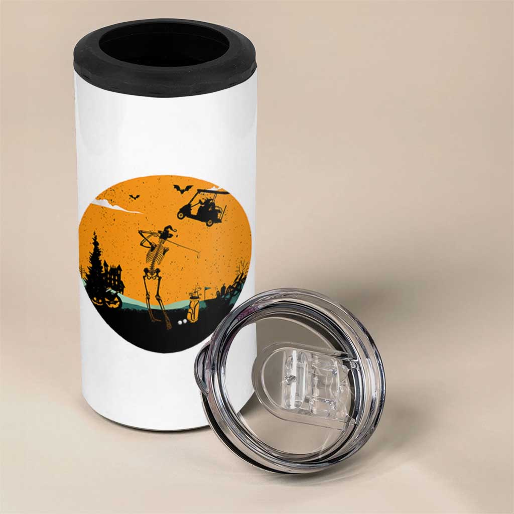 Funny Skeleton Golf Player 4 in 1 Can Cooler Tumbler Halloween Gift