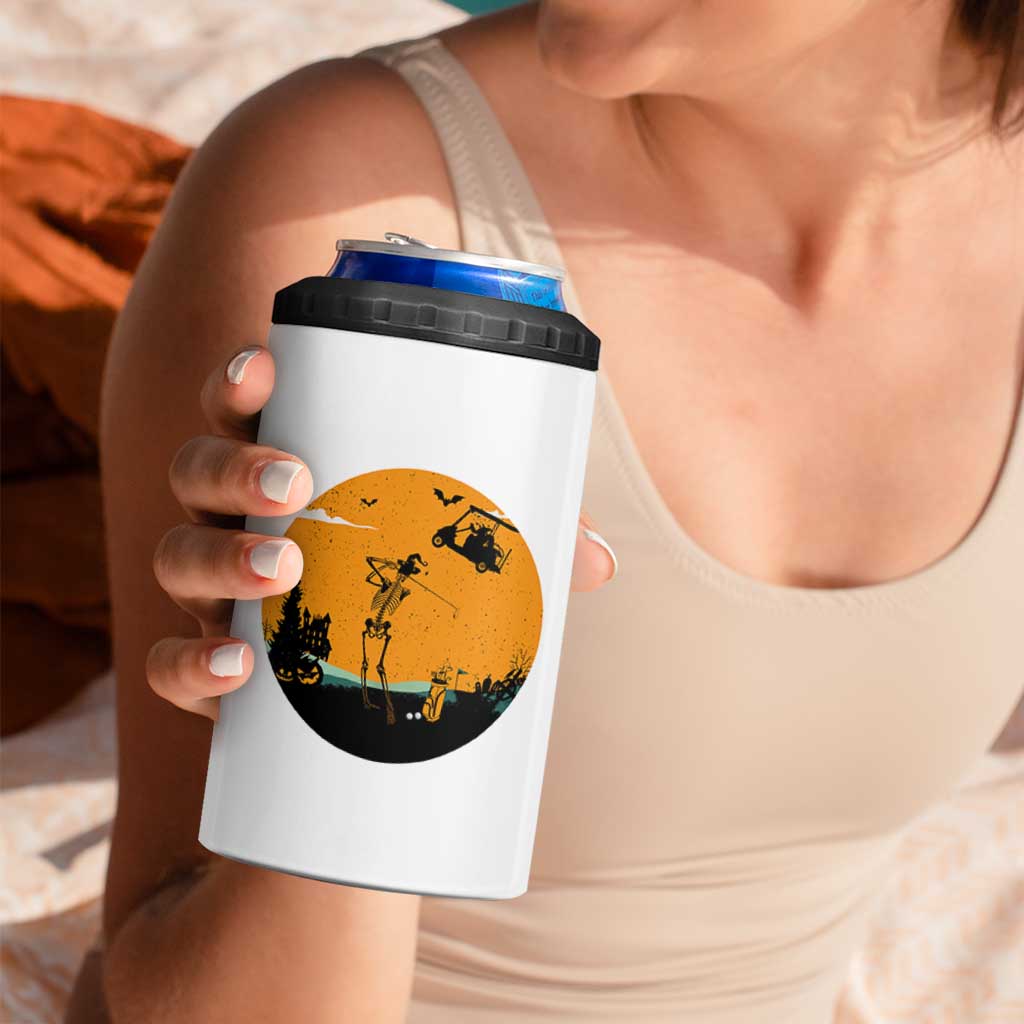 Funny Skeleton Golf Player 4 in 1 Can Cooler Tumbler Halloween Gift