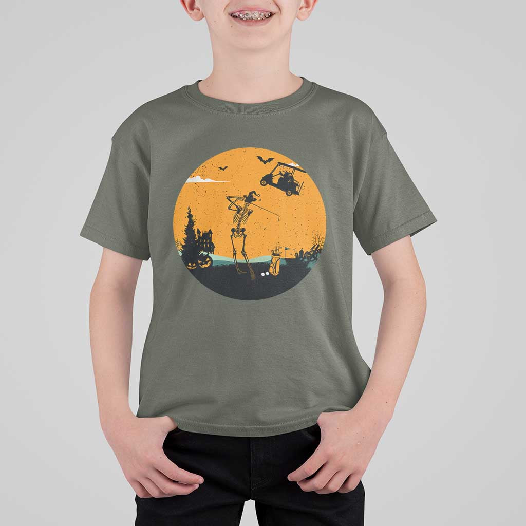 Funny Skeleton Golf Player T Shirt For Kid Halloween Gift - Wonder Print Shop
