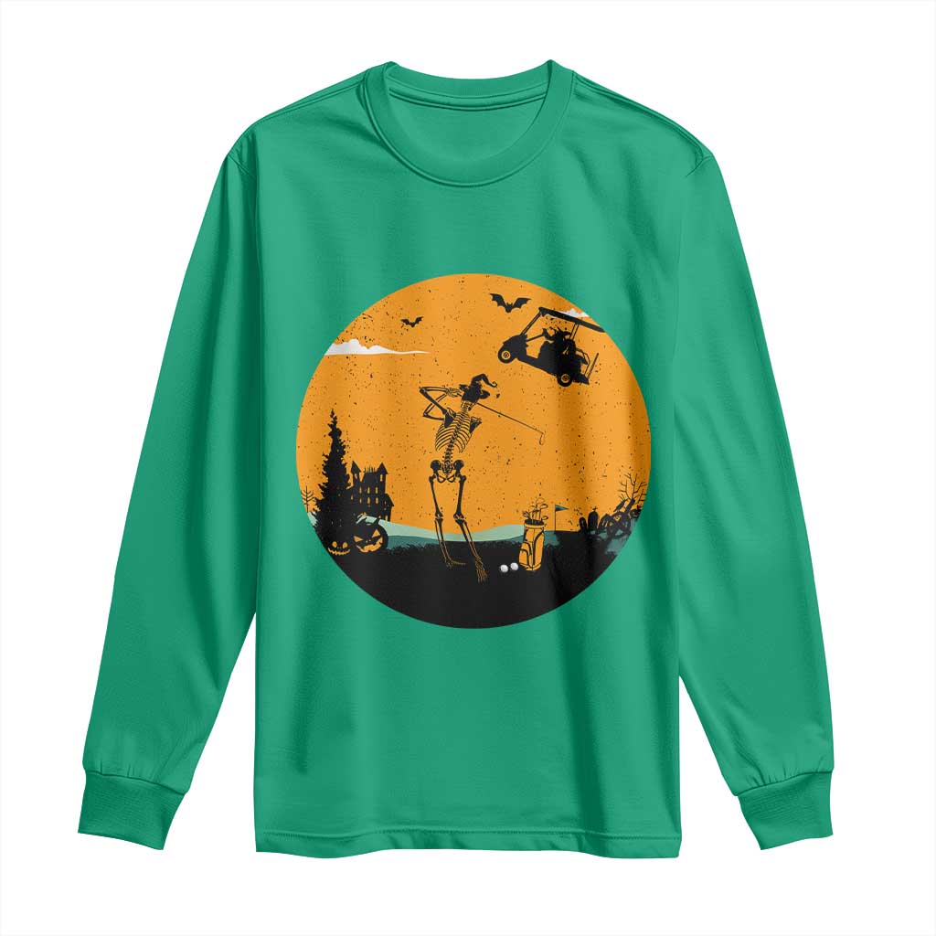 Funny Skeleton Golf Player Long Sleeve Shirt Halloween Gift - Wonder Print Shop