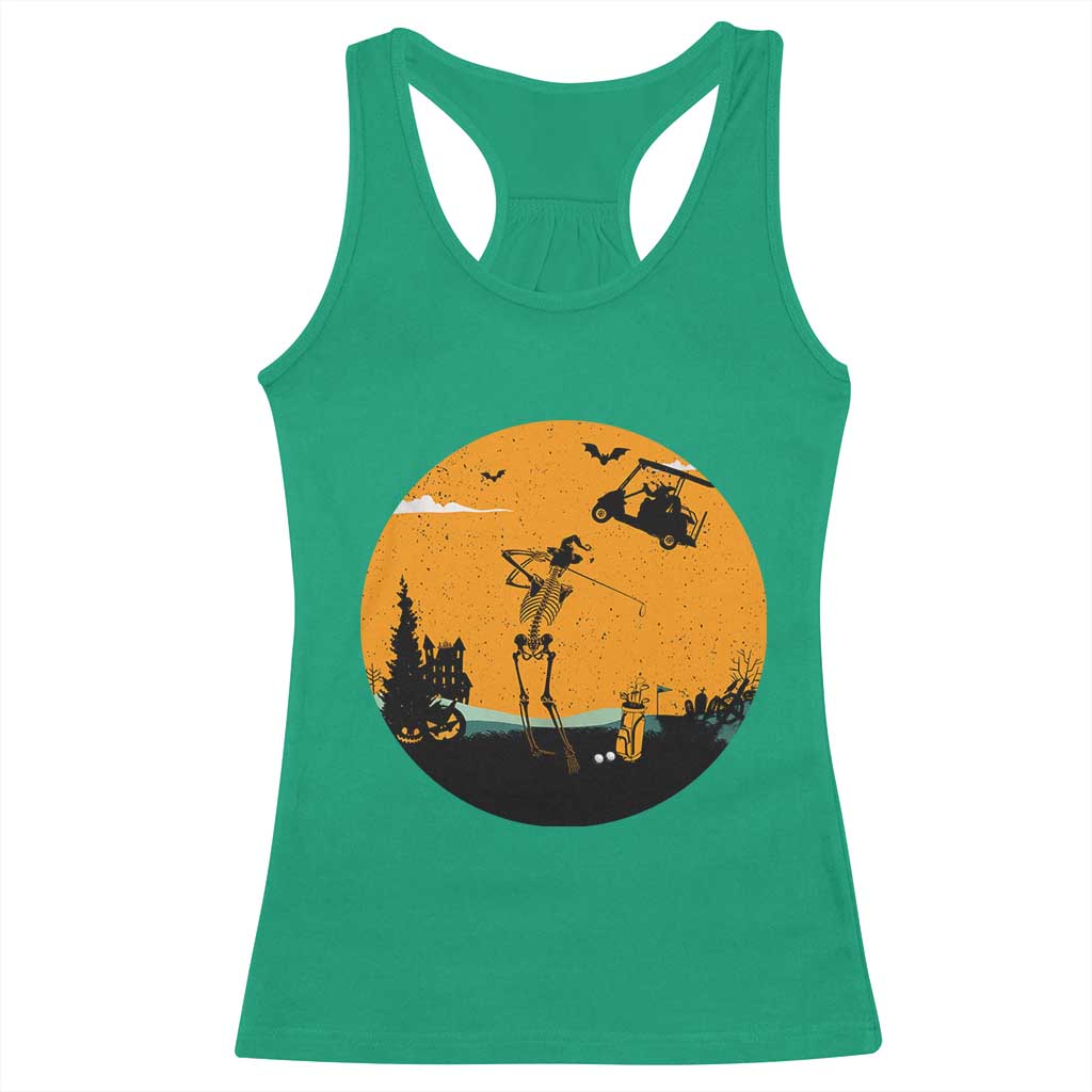 Funny Skeleton Golf Player Racerback Tank Top Halloween Gift - Wonder Print Shop