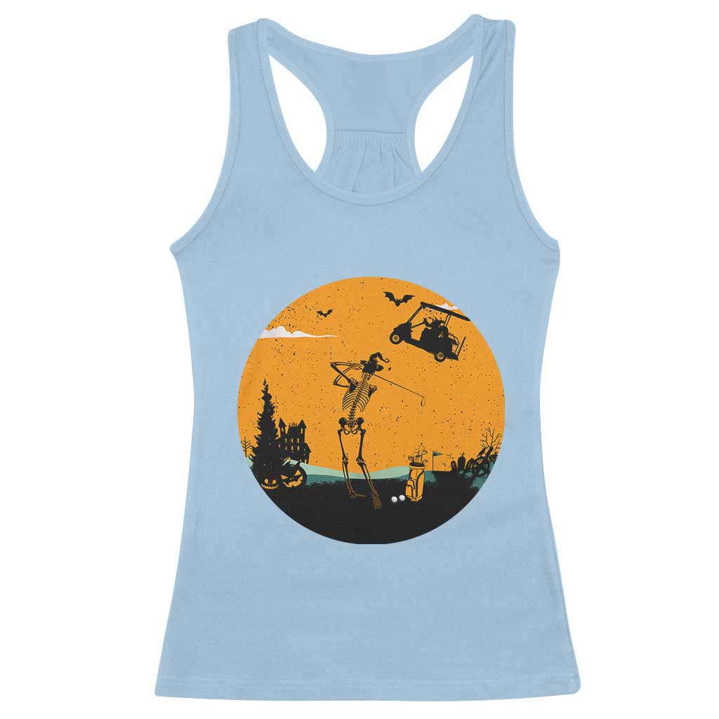 Funny Skeleton Golf Player Racerback Tank Top Halloween Gift - Wonder Print Shop