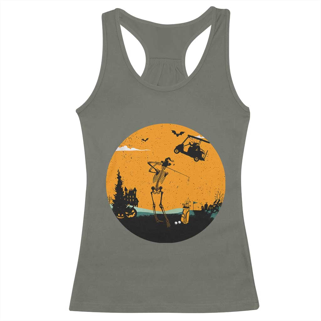 Funny Skeleton Golf Player Racerback Tank Top Halloween Gift - Wonder Print Shop