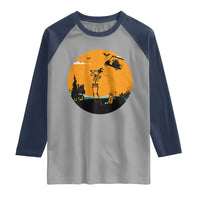 Funny Skeleton Golf Player Raglan Shirt Halloween Gift - Wonder Print Shop