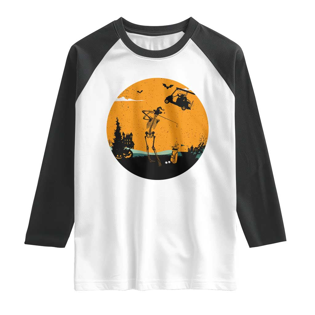 Funny Skeleton Golf Player Raglan Shirt Halloween Gift - Wonder Print Shop