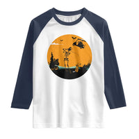 Funny Skeleton Golf Player Raglan Shirt Halloween Gift - Wonder Print Shop