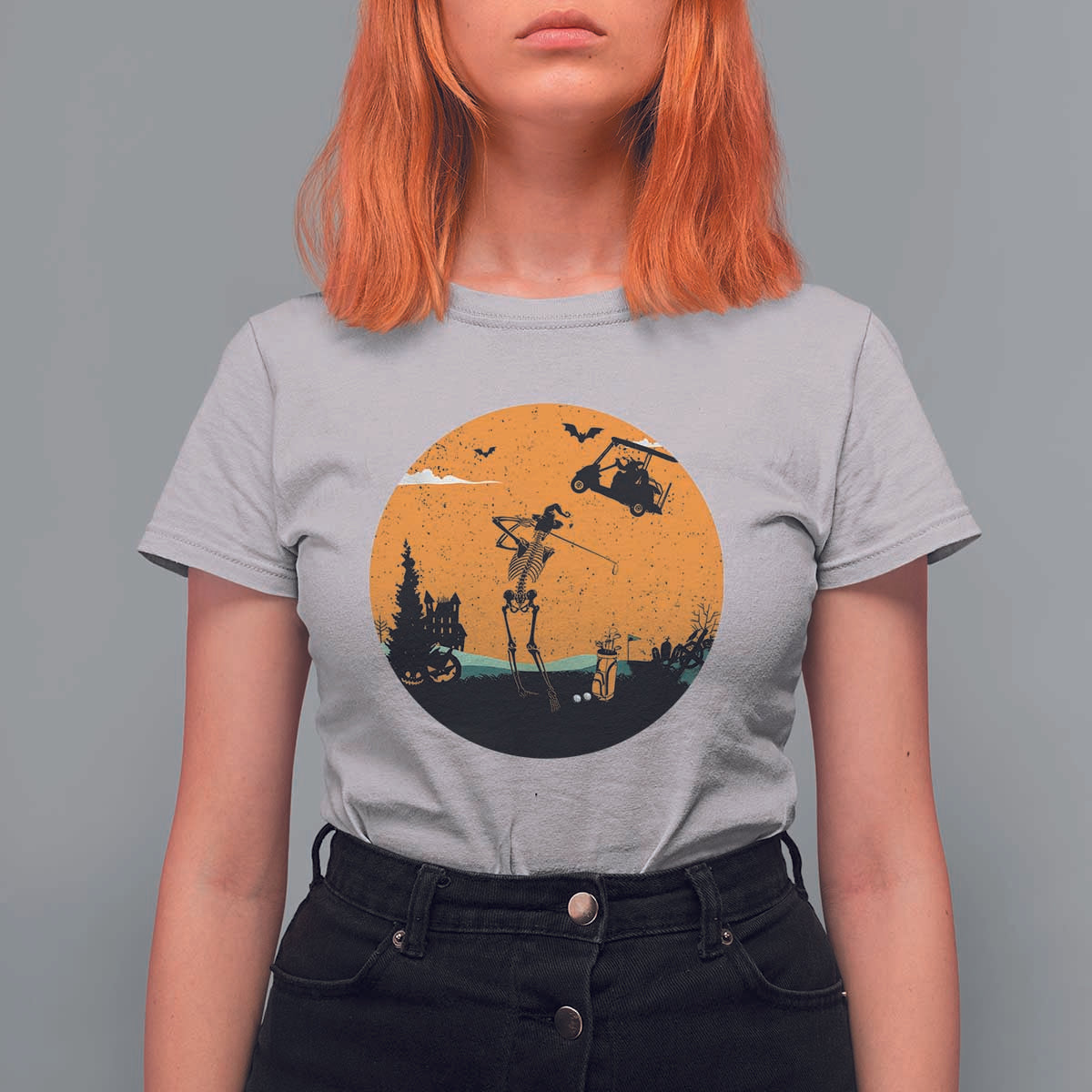 Funny Skeleton Golf Player T Shirt For Women Halloween Gift - Wonder Print Shop