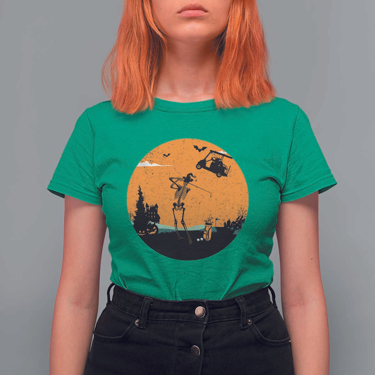 Funny Skeleton Golf Player T Shirt For Women Halloween Gift - Wonder Print Shop