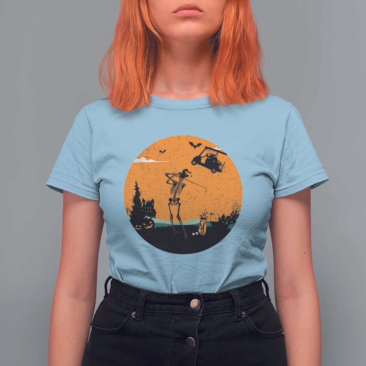 Funny Skeleton Golf Player T Shirt For Women Halloween Gift - Wonder Print Shop