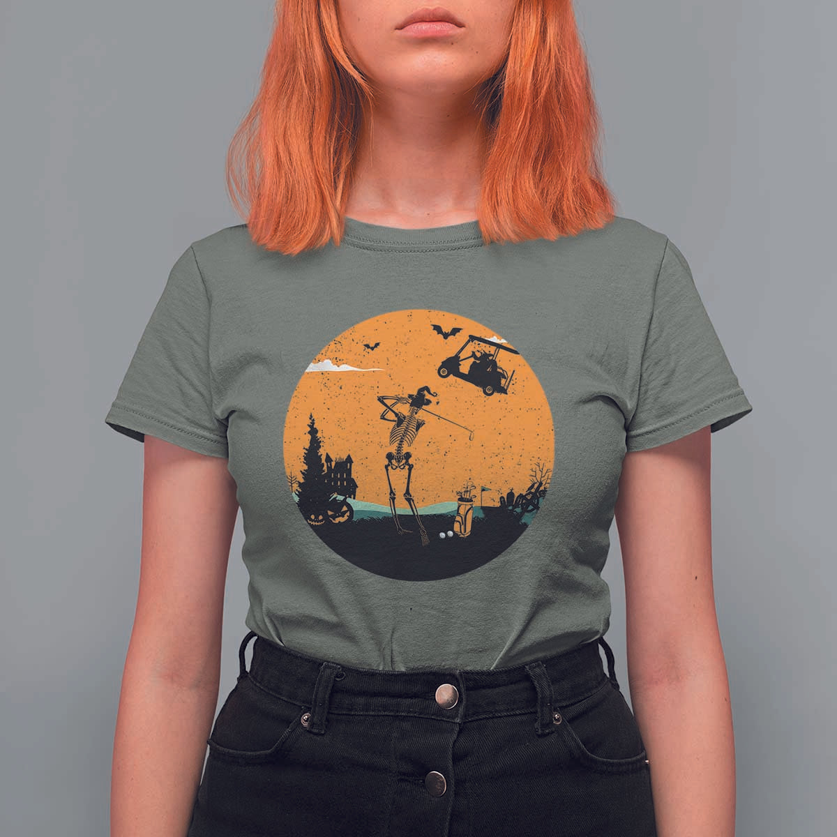 Funny Skeleton Golf Player T Shirt For Women Halloween Gift - Wonder Print Shop