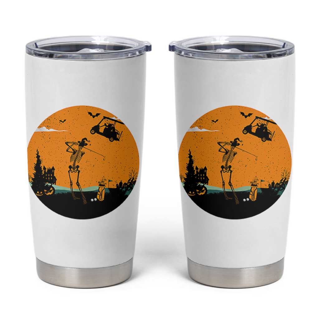 Funny Skeleton Golf Player Tumbler Cup Halloween Gift