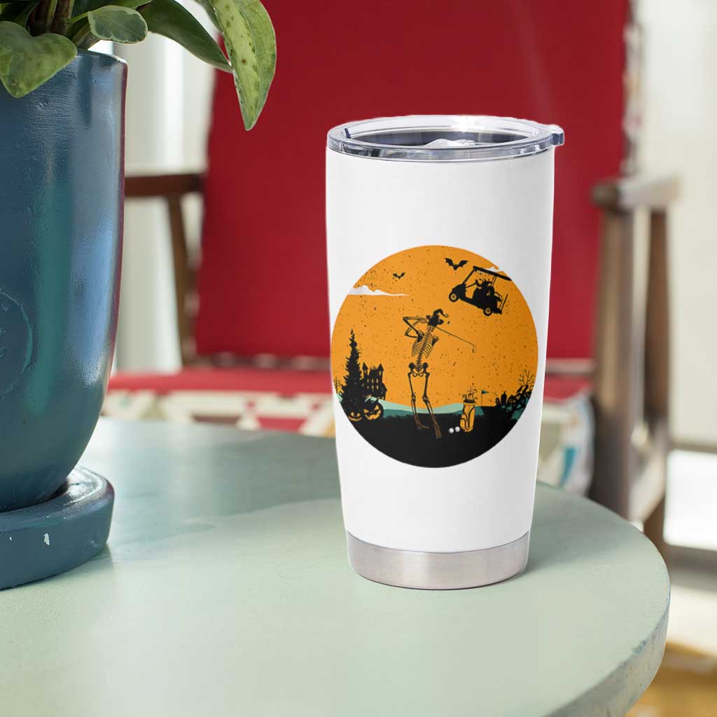 Funny Skeleton Golf Player Tumbler Cup Halloween Gift