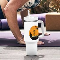Funny Skeleton Golf Player Tumbler With Handle Halloween Gift