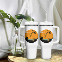Funny Skeleton Golf Player Tumbler With Handle Halloween Gift