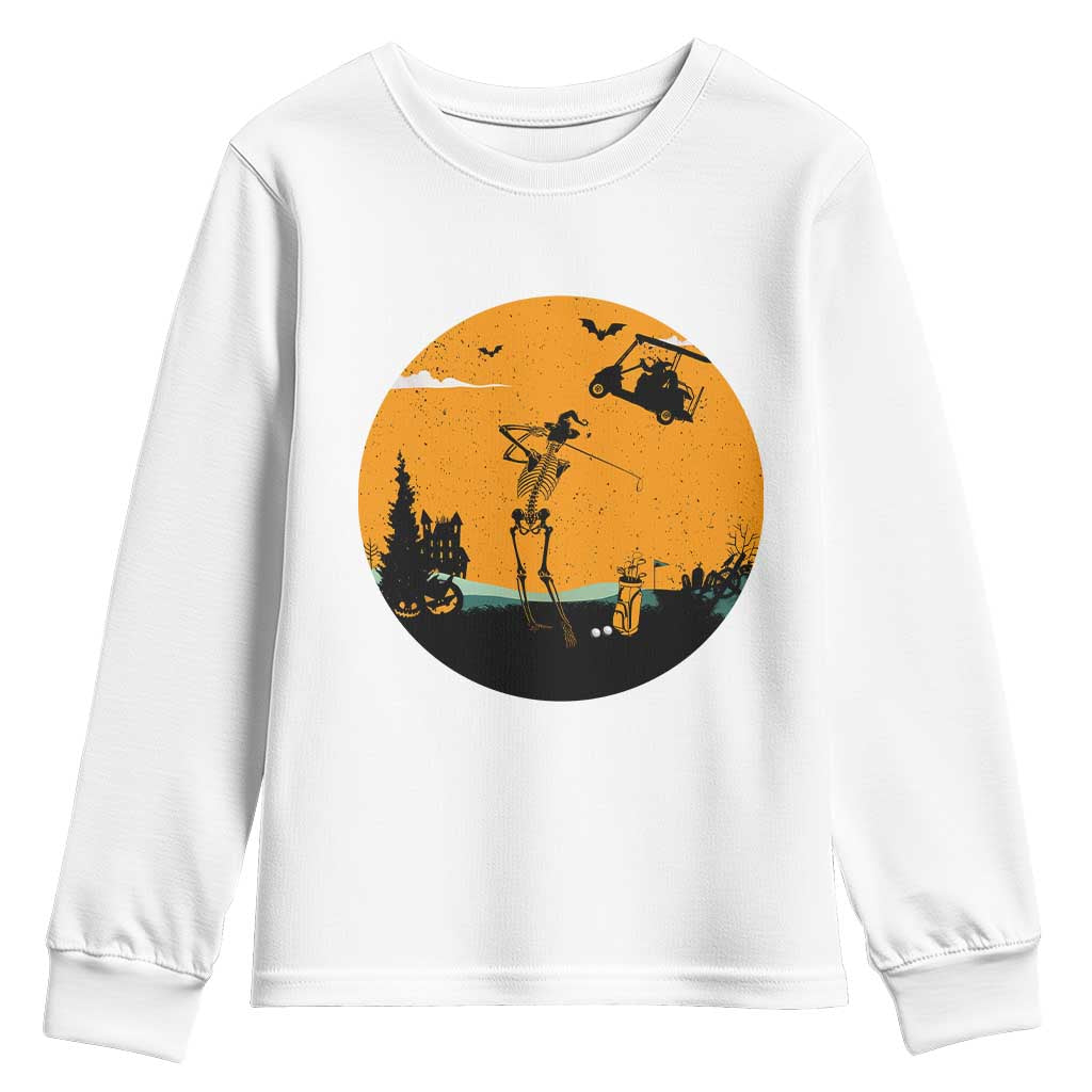 Funny Skeleton Golf Player Youth Sweatshirt Halloween Gift - Wonder Print Shop