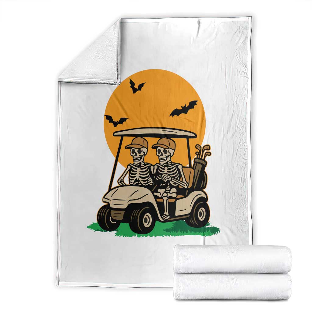 Funny Halloween Gift Throw Blanket Skeleton Driving Golf Cart - Wonder Print Shop