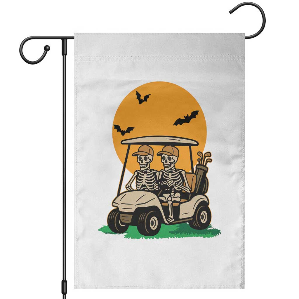 Funny Halloween Gift Garden Flag Skeleton Driving Golf Cart - Wonder Print Shop