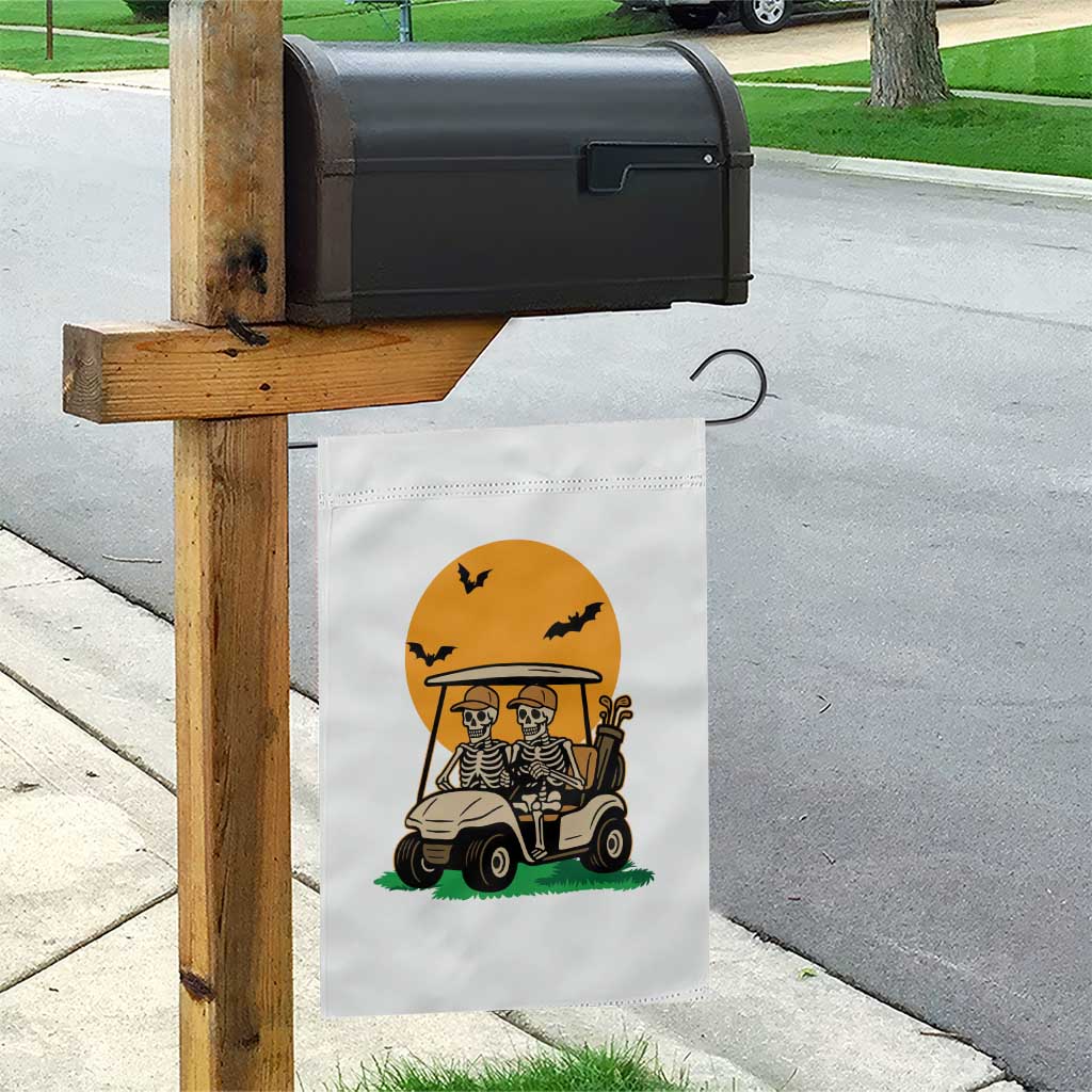 Funny Halloween Gift Garden Flag Skeleton Driving Golf Cart - Wonder Print Shop
