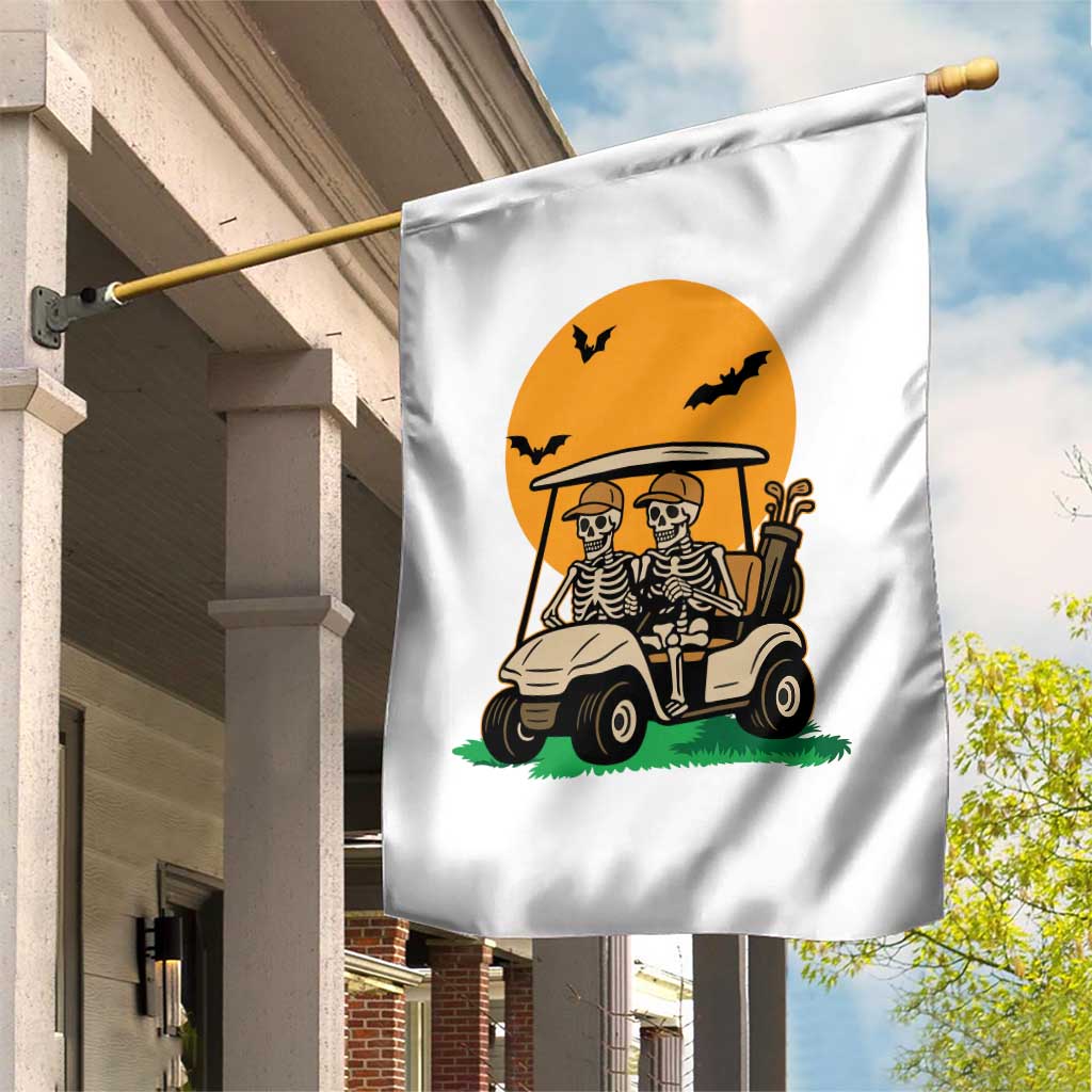 Funny Halloween Gift Garden Flag Skeleton Driving Golf Cart - Wonder Print Shop