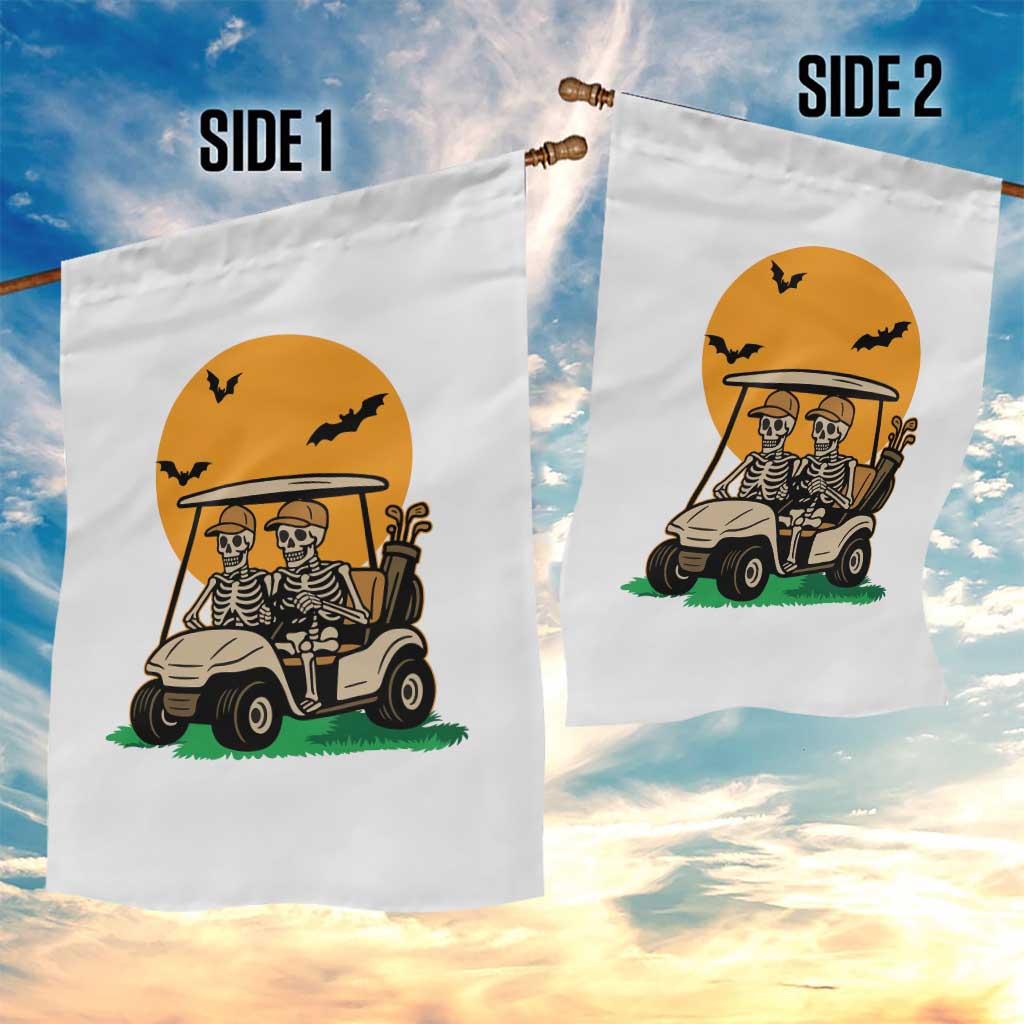 Funny Halloween Gift Garden Flag Skeleton Driving Golf Cart - Wonder Print Shop
