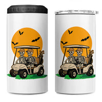 Funny Halloween Gift 4 in 1 Can Cooler Tumbler Skeleton Driving Golf Cart
